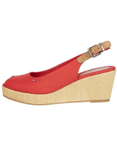 Tommy Hilfiger Wedge Espadrilles Iconic Elba Sling Back Wedge Keilabsatz - Rot