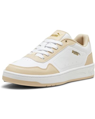 PUMA Womens Court Classy Lace Up Trainers Shoes Casual - Beige, White, Beige, White, 5 Uk