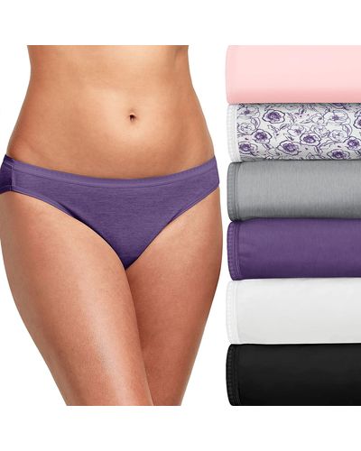 Hanes Ultimate 6-pack Breathable Cotton Bikini Panty - Purple