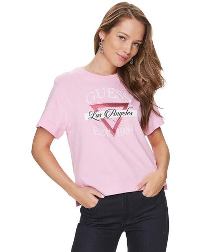 Guess T-Shirt Maglia Maglietta Donna Oversize Logo Frontale Borchie W4RI43K8FQ4 Taglia M Colore Principale Rosa
