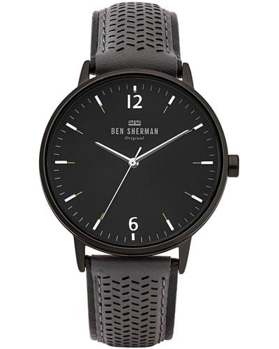 Ben Sherman S Analogue Classic Quartz Watch With Leather Strap Wb038e - Black
