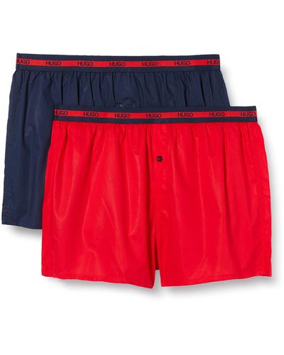 HUGO Woven Boxer Twinpack Shorts - Red