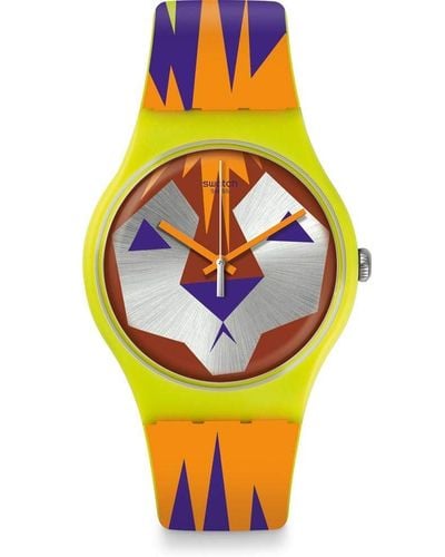 Swatch Digital Quarz Uhr mit Silikon Armband SUOJ106 - Mehrfarbig