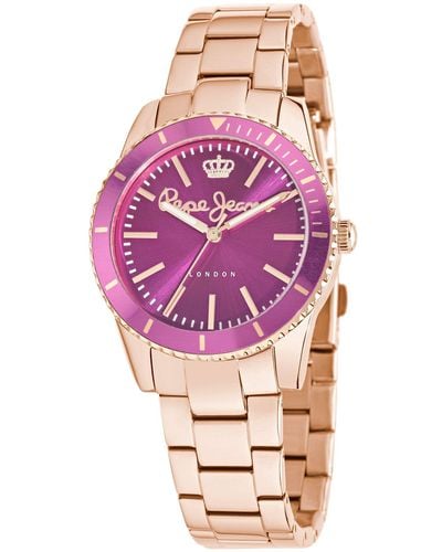 Pepe Jeans Charlie Quartz Watch With Pink Dial Analogue Display And Rose Gold