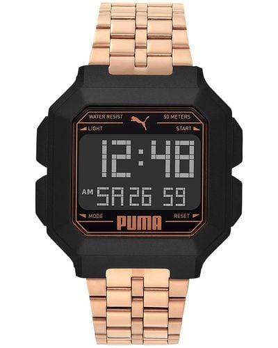 PUMA Digital Quartz Watch With Stainless Steel Strap P5035 - Black