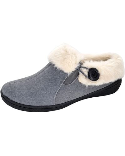 Clarks Warm Plush Faux Fur Lining - Indoor Outdoor House Slippers For - Black