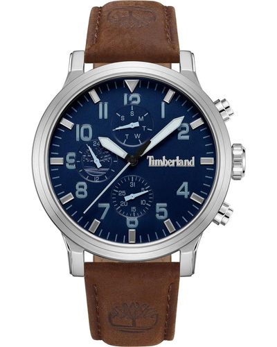 Timberland S Analogique Quartz Montre avec Bracelet en Cuir TDWGF0040702 - Bleu