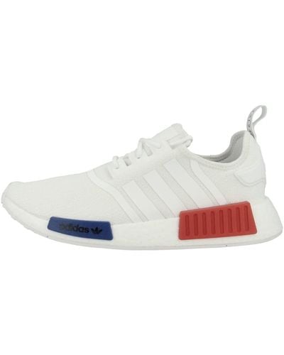 adidas Nmd_R1 e Stoff-Sneakers mit Roten und Blauen Akzenten - Weiß
