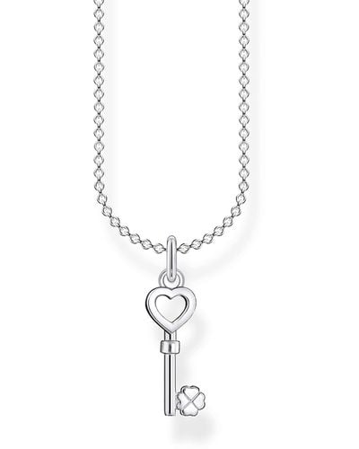 Thomas Sabo 925 Sterling Silver Key With Heart Necklace 38-45cm - Metallic