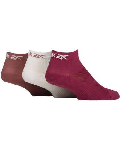 Reebok Unisex 'essentials' Ankle Socks - Mens & Ladies, Plain, Cotton With Arch Support, Cushioning & Mesh Top, Sports Use, 3 - Purple