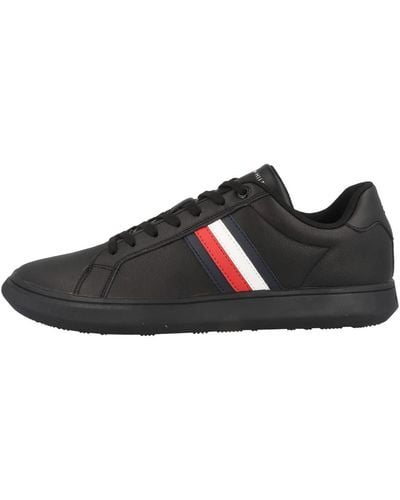 Tommy Hilfiger Chaussures Baskets Corporate Cup Leather Stripes - Noir