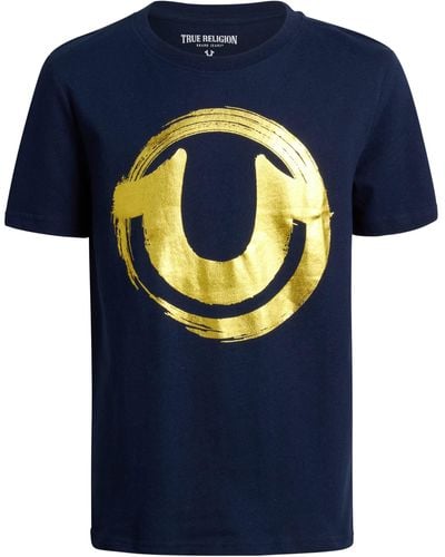 True Religion Shirt da ragazzo - Maglietta a maniche corte girocollo con grafica per - Blu