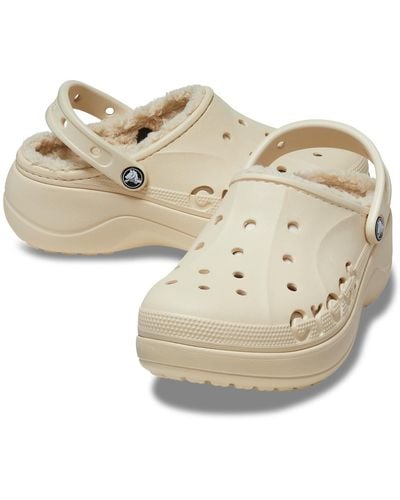 Crocs™ Baya Platform Lined Clog Winter White Size 7 Uk - Natural