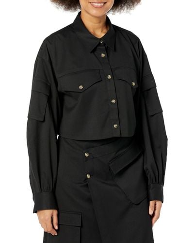 The Drop Black Cropped Cargo Shirt Jacket By @karenbritchick
