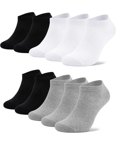 HIKARO 10 Paar Sneaker Socken 39-42 Socken Sportsocken Kurze Halbsocken Baumwolle ,Schwarz Weiß Grau,39-42