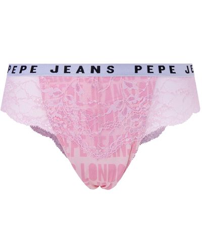 Pepe Jeans Vrouwen Allover Logo Brazilia Bikini Stijl Ondergoed - Paars
