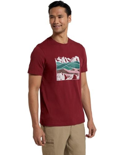 Mountain Warehouse Linear Mountain Bio-Baumwoll T-Shirt Burgundrot XS