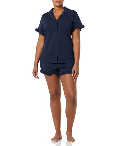 Amazon Essentials Cotton Modal Short Pajama Set - Blue