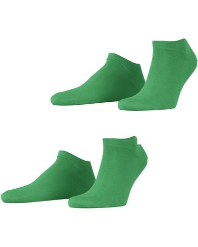 Esprit Basic 2 Pack M Sn Cotton Short Plain 2 Pairs Trainer Socks - Green