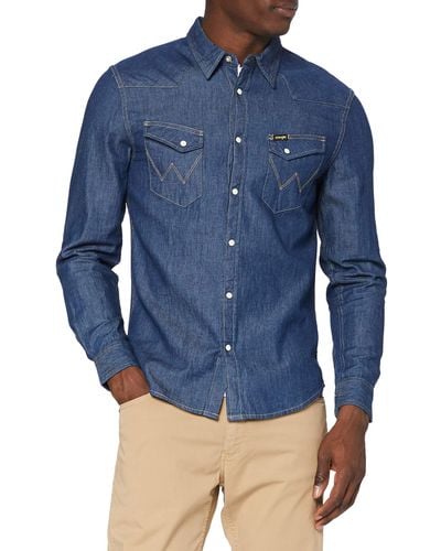 Wrangler LS Western Shirt Camicia - Blu