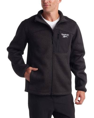 Reebok Full Zip Up Active Fleece Jacket For – Performance Jacket For - Black