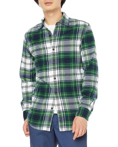 Amazon Essentials Slim-fit Long-sleeved Plaid Flannel Shirt - Green
