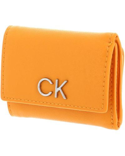 Calvin Klein Re-lock Trifold Wallet Xxs Orange Flash - Oranje