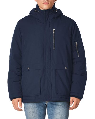 Cole Haan Signature Textured Poly Hooded Parka - Blue