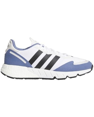 adidas Mens Zx 1k Boost Trainers Shoes Casual - Grey, Cloud White/core Black/crew Blue, 5 Us