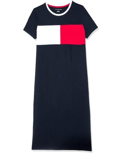 Tommy Hilfiger T-shirt Short Sleeve Cotton Summer Dresses For - Blue