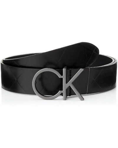 Calvin Klein Re-Lock Quilt Logo Cinturón 30mm K60k611102 - Negro