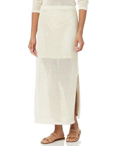 The Drop Halle Crochet Midi Skirt With Side Slit - White