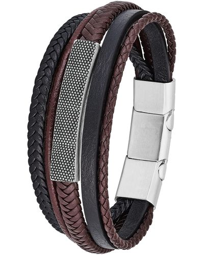 S.oliver Armband Edelstahl Leder Armschmuck - Schwarz