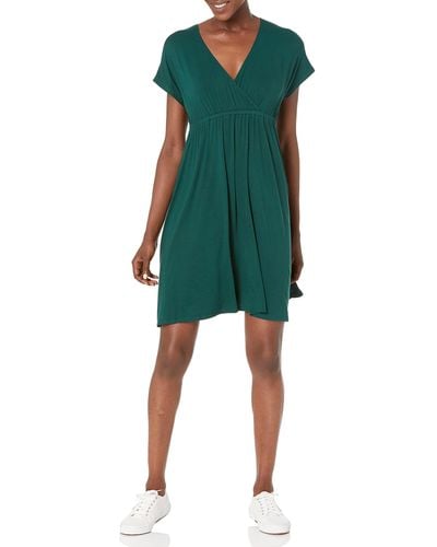 Amazon Essentials Solid Surplice Dress - Green