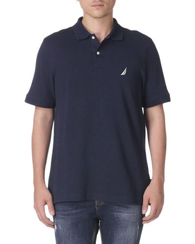 Nautica Short Sleeve Cotton Pique Polo Shirt - Blue