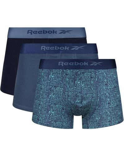 Reebok Calzoncillos Tipo Bóxer para Hombre En Color Azul Marino/Estampado de Algodón con Interior Impreso - Blu