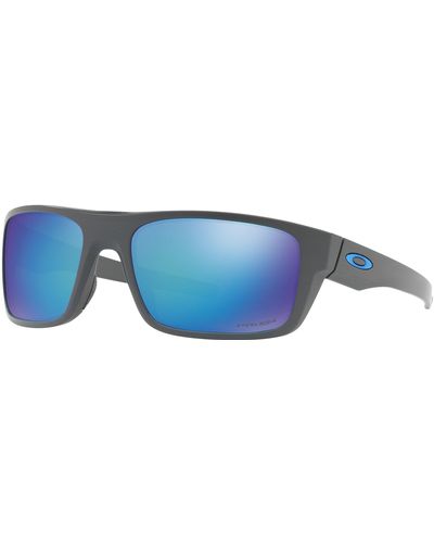 Oakley Drop Point Sunglasses Matte Dark Grey With Prizm Sapphire Polarized Lens + Sticker - Black