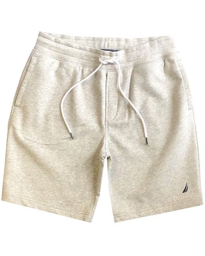 Nautica S Soft Cotton Fleece Jogger Gym Active Sweat Shorts - Natur