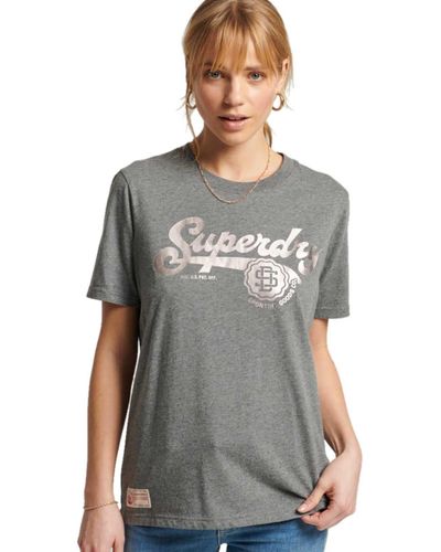 Superdry Vintage Script Style COLL Tee T-Shirt - Gris