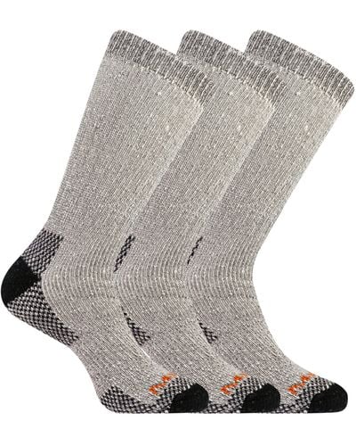 Merrell 's And Heavyweight Merino Wool Hiking Crew Socks-reinforced Cushion - Grey