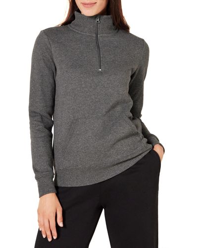 Amazon Essentials Long-sleeve Lightweight French Terry Fleece Quarter-zip Top fashion-sweatshirts - Grau