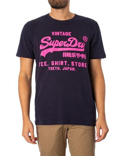 Superdry Neon Vl T-shirt M1011922a French Navy Maat Xl - Blauw