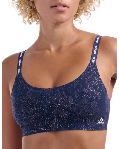 adidas Sport Micro Cut Free Scoop Lounge Bra Blue Print - Blauw