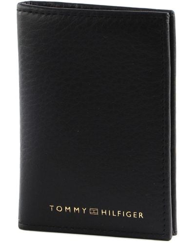 Tommy Hilfiger Th Premium Lederen Tweevoudige Portemonnee Klein - Zwart