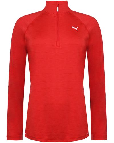 PUMA Drycell Long Sleeve 3/4 Zip Up Red S Core-run Top 515036 05