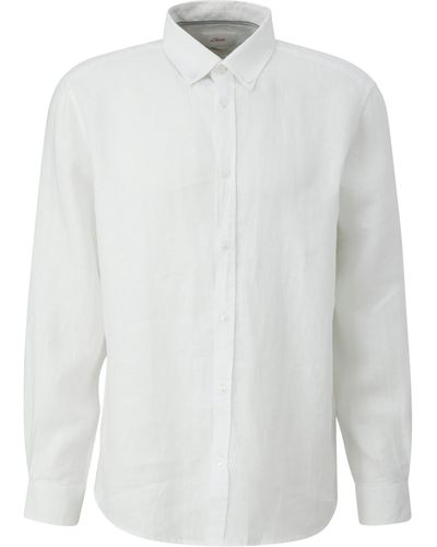 S.oliver Leinen Hemd Langarm - Weiß
