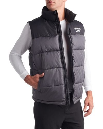 Reebok Quilted Insulated Full Zip Winter Vest - Sleeveless Jacket For - Grey