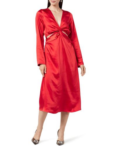 The Drop Violeta Vestido Largo Cut-Out de Seda para Mujer - Rojo