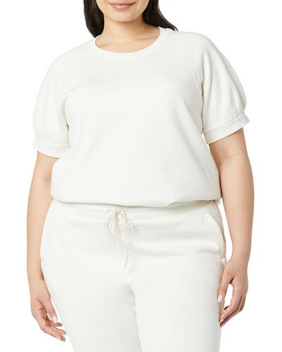 Goodthreads Camisa de ga Corta Tipo Blusón de Forro Polar Clásica Mujer - Blanco