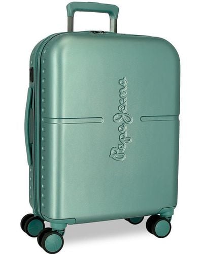 Pepe Jeans Highlight Cabin Suitcase Blue 40x55x20cm Hard Abs Closure Tsa Integrated 37l 2.95kg 4 Double Wheels Hand Luggage By Joumma Bags - Green